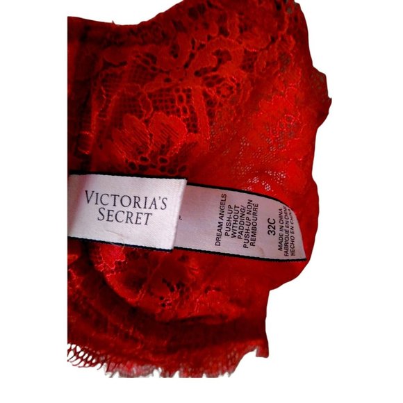 Victorias Secret Womens Dream Angels Red Sheer Lace Underwire Sheer Half Bra 32C - Picture 12 of 12